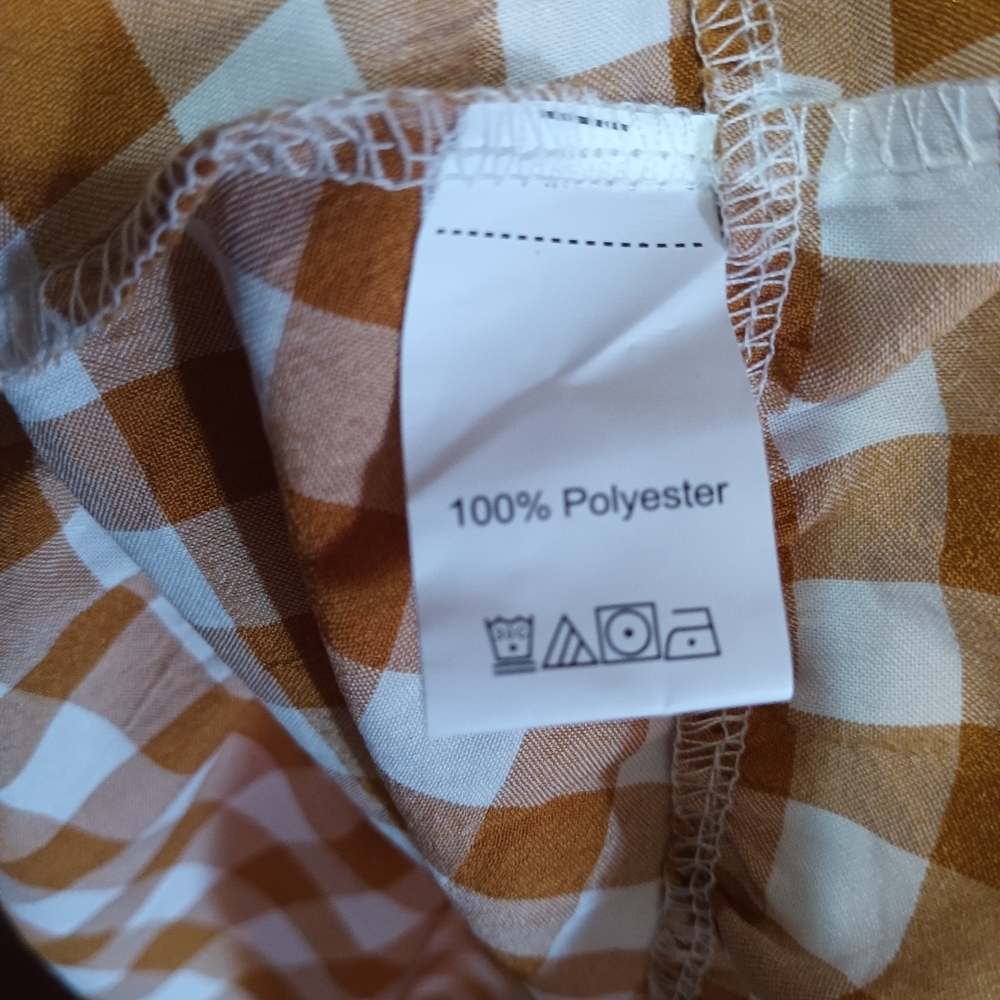 C+D+M Knee Length Checkered  Sleeveless Halter Top Brown White Sz M Dress - Picture 5 of 5